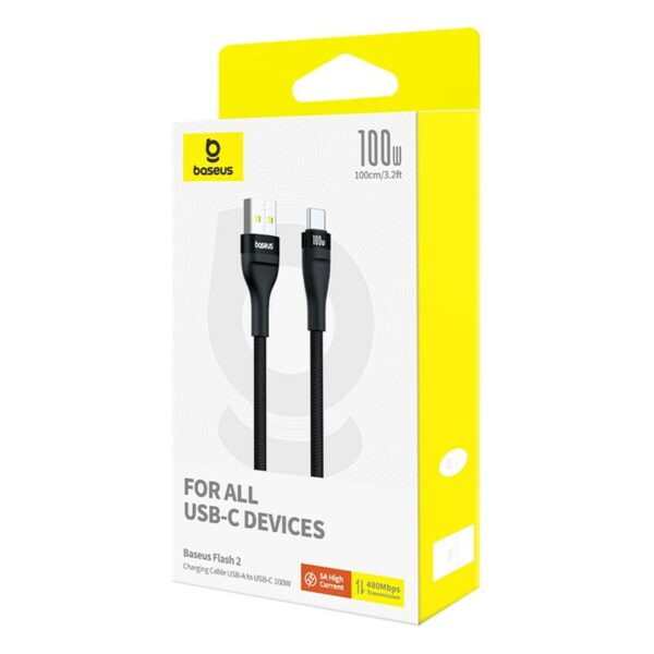 USB A zu USB-C-Kabel Baseus P10311804111-00 Schwarz 1 m – Bild 7