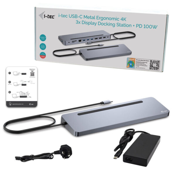 Hub USB-C i-Tec C31FLAT2PDPRO Silberfarben – Bild 2