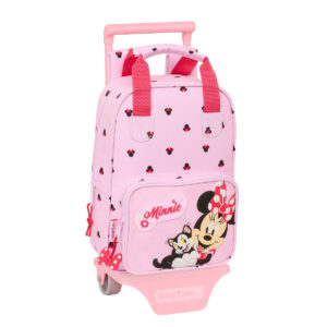 Schulrucksack mit Rädern Minnie Mouse Naive Rosa 20 x 28 x 8 cm