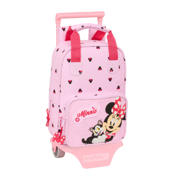 Schulrucksack mit Rädern Minnie Mouse Naive Rosa 20 x 28 x 8 cm