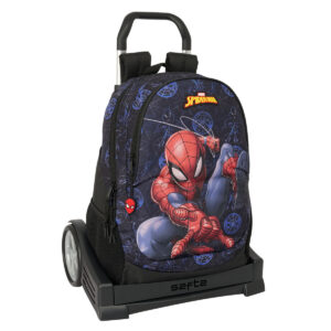 Schulrucksack mit Rädern Spider-Man Attack Schwarz 32 x 44 x 16 cm