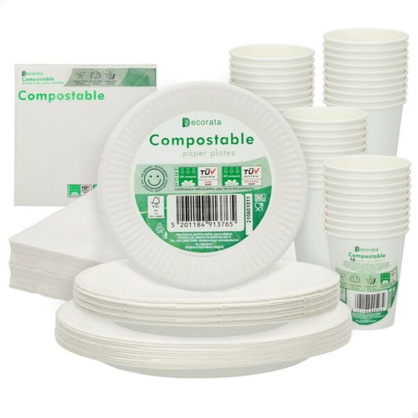 Geschirr-Set Procos Weiß Papier 23 x 1,5 x 23 cm