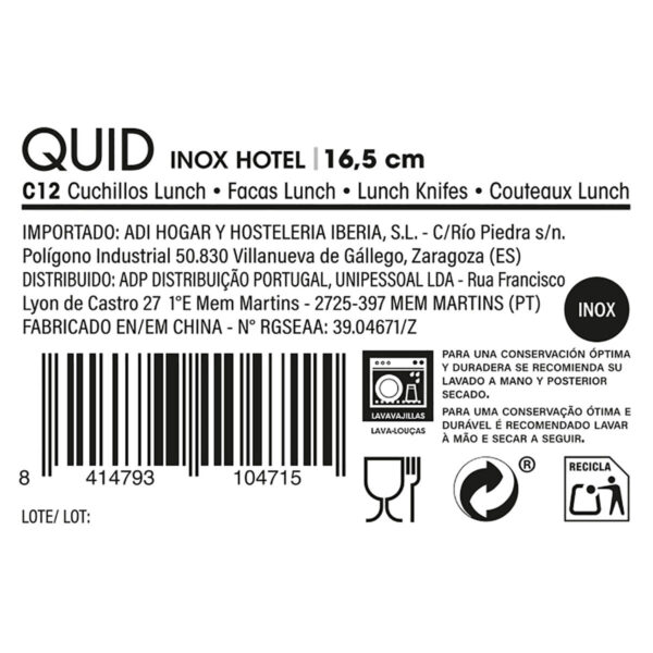 Messerset Quid Hotel Metall Edelstahl 16,5 cm 12 Stück – Bild 4
