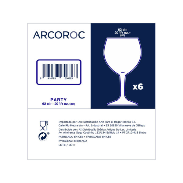 Gläsersatz Arcoroc Party 6 Stück Durchsichtig Glas 620 ml – Bild 2