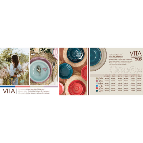 Geschirr Quid Vita Aqua Blau aus Keramik 18 Stücke – Bild 5