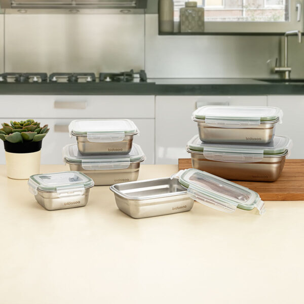 Lunchbox hermetisch Bidasoa Theo 18,3,5 x 18,3 x 6,8 cm Silberfarben 1,2 L Metall – Bild 2