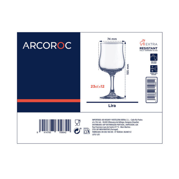 Gläsersatz Arcoroc Lira Durchsichtig 12 Stück Glas 230 ml – Bild 2