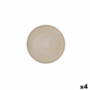 Flacher Teller Ariane Porous Beige aus Keramik Ø 21 cm (4 Stück)