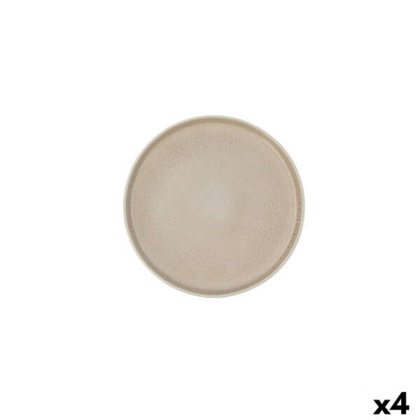 Flacher Teller Ariane Porous Beige aus Keramik Ø 21 cm (4 Stück)