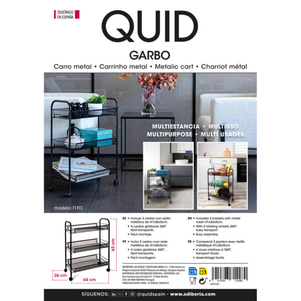 Gemüsewagen Quid Tito Schwarz Metall 44 x 26 x 63 cm – Bild 5
