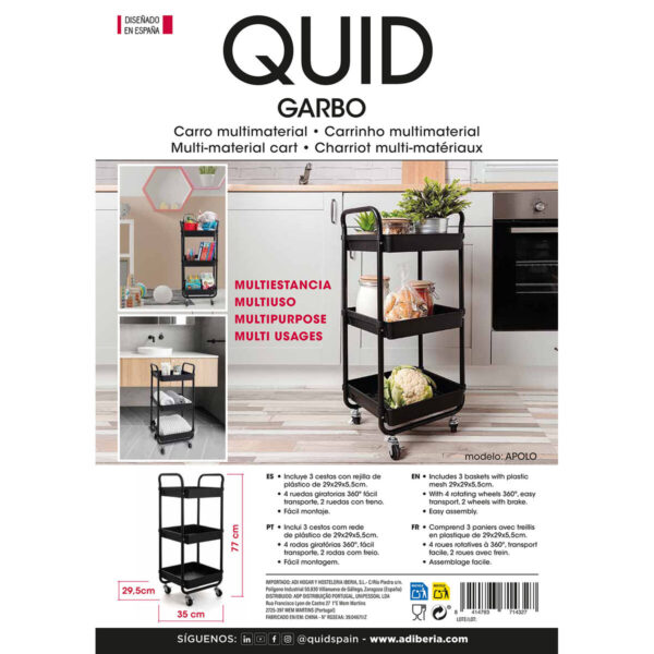 Gemüsewagen Quid Apolo Schwarz Metall 34,5 x 29,5 x 77 cm – Bild 6