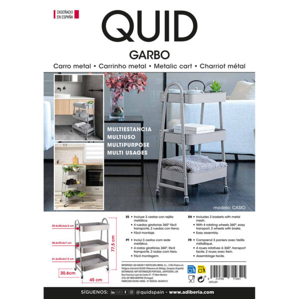 Gemüsewagen Quid Casio Grau Metall 45 x 30,6 x 77,5 cm – Bild 6