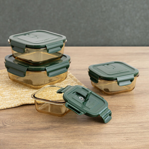 Lunchbox hermetisch Bidasoa Infinity karriert 1,1 L Gelb Glas (12 Stück) – Bild 2