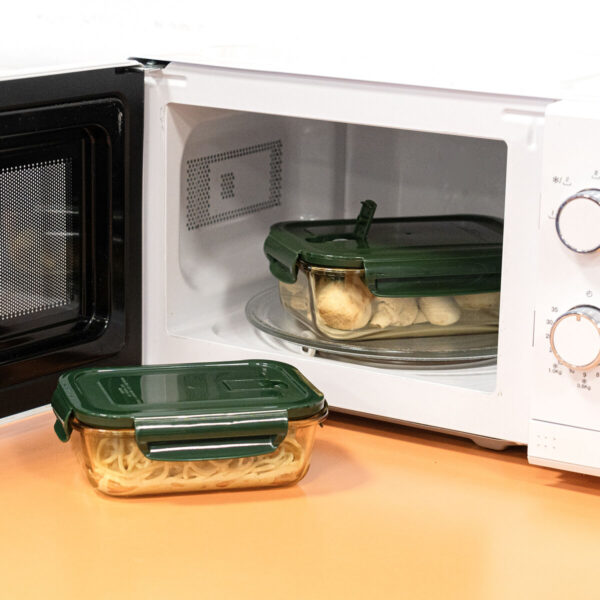 Lunchbox hermetisch Bidasoa Infinity rechteckig 370 ml Gelb Glas (12 Stück) – Bild 5