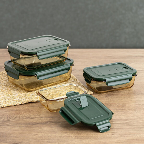 Lunchbox hermetisch Bidasoa Infinity rechteckig 1,04 L Gelb Glas (12 Stück) – Bild 4