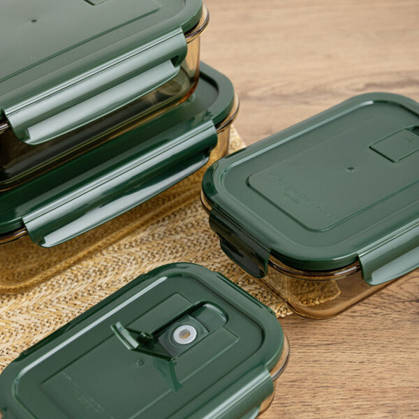 Lunchbox hermetisch Bidasoa Infinity rechteckig 1,04 L Gelb Glas (12 Stück) – Bild 2
