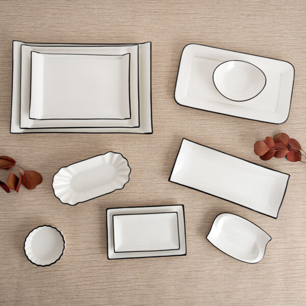 Tablett für Snacks Quid Gastro Weiß Schwarz aus Keramik 20,5 x 11 x 3,5 cm (12 Stück) – Bild 3