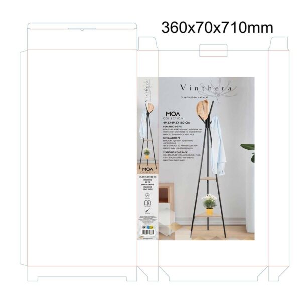 Hattestativ Vinthera Moa Stahl Schwarz 49,5 x 49,5 x 180 cm – Bild 4
