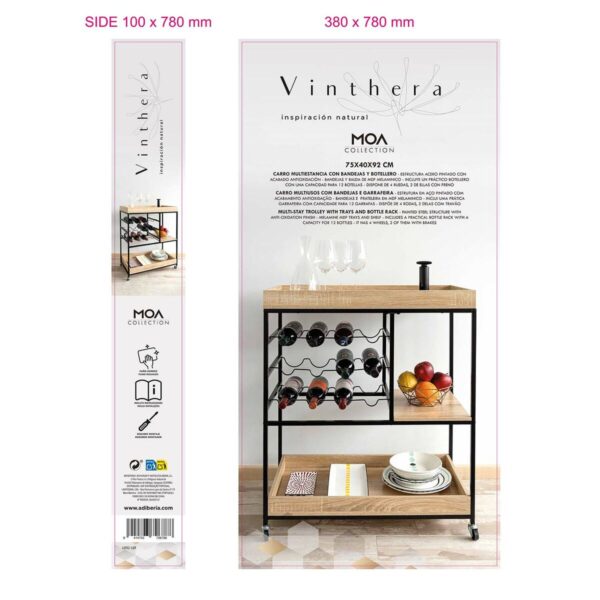 Tevogn Vinthera Moa Flaschenregal Schwarz Metall 75 x 40 x 91,5 cm – Bild 6