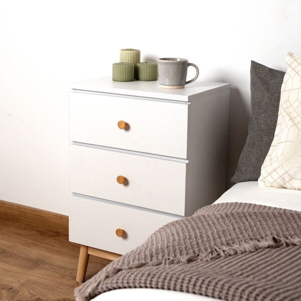 Nachttisch Vinthera Moa Weiß Melamine Kiefernholz 40 x 30 x 65 cm – Bild 3