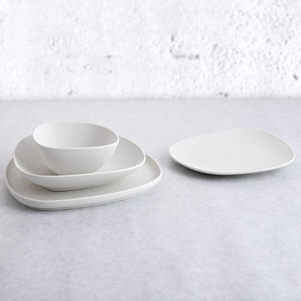 Suppenteller Bidasoa Fosil Weiß aus Keramik karriert 21,9 x 21,7 x 4,8 cm (6 Stück) – Bild 4