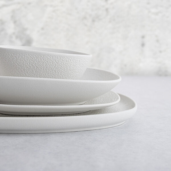 Suppenteller Bidasoa Fosil Weiß aus Keramik karriert 21,9 x 21,7 x 4,8 cm (6 Stück) – Bild 5
