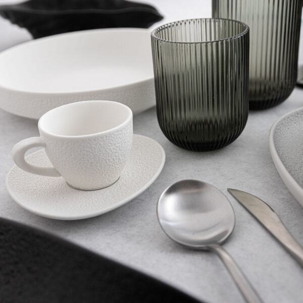 Teller Bidasoa Fosil Weiß aus Keramik Tonerde 13,3 x 11,6 x 1,7 cm Kaffee (12 Stück) – Bild 3