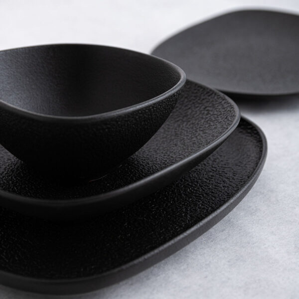 Suppenteller Bidasoa Fosil Schwarz aus Keramik karriert 21,9 x 21,7 x 4,8 cm (6 Stück) – Bild 5