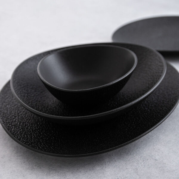Flacher Teller Bidasoa Fosil Schwarz aus Keramik Oval 22,8 x 20,1 x 2,2 cm (9 Stück) – Bild 7