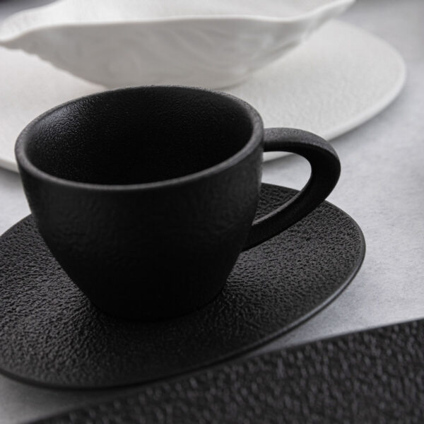 Teller Bidasoa Fosil Schwarz aus Keramik Tonerde 15,8 x 13,8 x 2 cm Kaffee (8 Stück) – Bild 3
