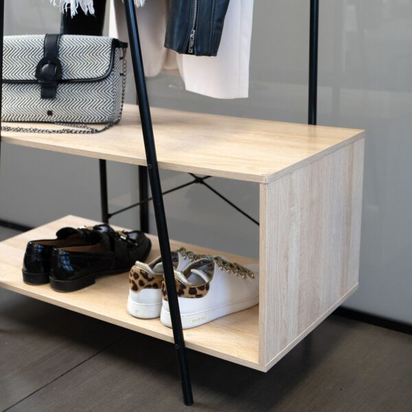 Garderobenständer mit Spiegel Vinthera Moa Schwarz Beige Metall Holz MDF 76 x 180 x 40 cm – Bild 5
