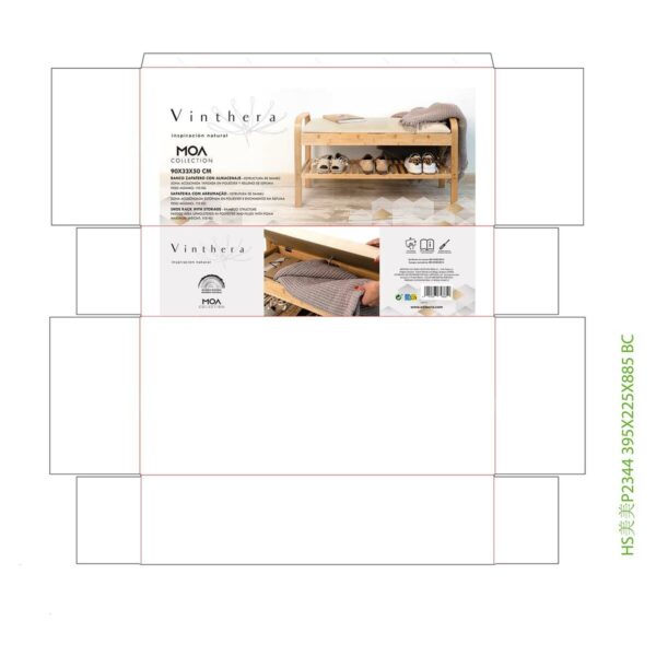 Schuhbank Vinthera Moa Beige Holz 90 x 33 x 50 cm – Bild 3