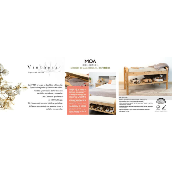 Schuhbank Vinthera Moa Beige Holz 90 x 33 x 50 cm – Bild 2