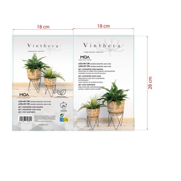 Blumentopf mit Ständer Vinthera Moa Beige Metall Wasserhyazinthe 20 x 30 cm 25 x 40 cm 2 Stücke – Bild 6