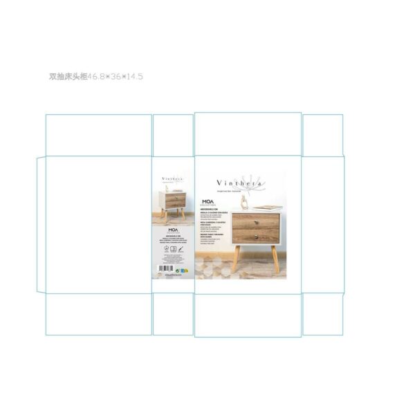 Nachttisch Vinthera Moa Weiß Braun 40 x 49,5 x 30 cm – Bild 6
