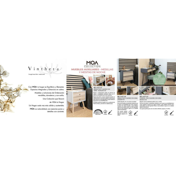 Nachttisch Vinthera Moa Weiß Braun 40 x 49,5 x 30 cm – Bild 5