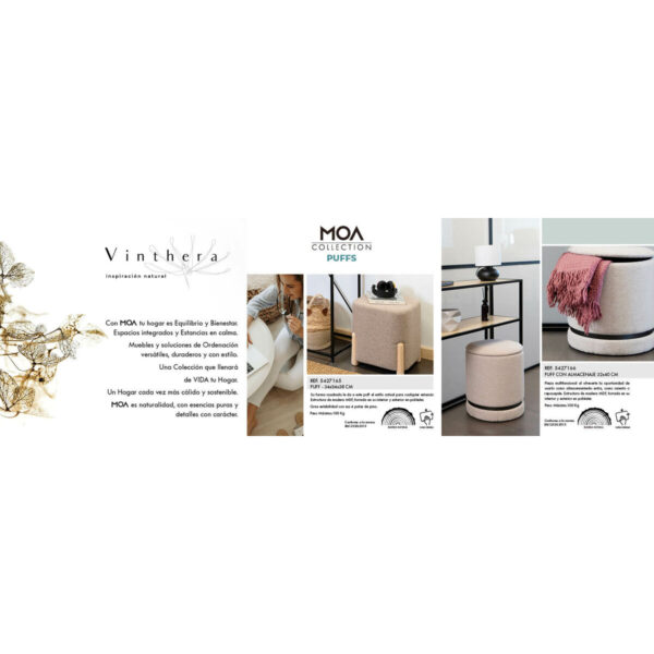 Puff Vinthera Moa Beige Holz 32 x 40 cm (2 Stück) – Bild 8