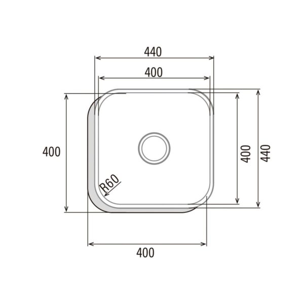 Einfachspülbecken Cata CB4040 Stahl – Bild 2