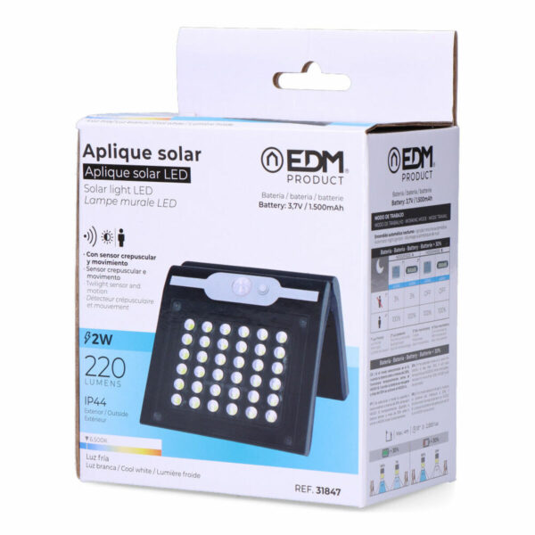 Wandleuchte EDM 31847 Schwarz 2 W 220 lm Bewegungsmelder Solar (6500 K) – Bild 7
