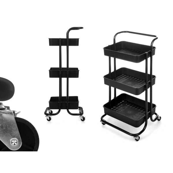 Küchenwagen Kinvara WR4338-TJ PRO.1 Schwarz Metall Polypropylen 42 x 86 x 35,5 cm 3 Fächer – Bild 2