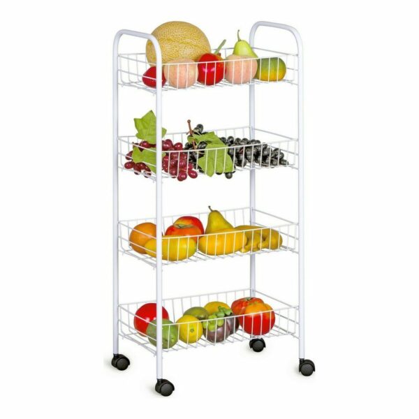 Gemüsewagen Confortime Weiß Metall 4 Regale 36 x 26,5 x 86 cm (5 Stück) – Bild 3