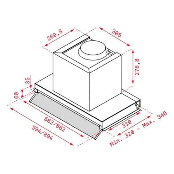 Konventioneller Rauchfang Teka 113100000 90 cm 255 m3/h 50 dB 250W Silberfarben Stahl A – Bild 2