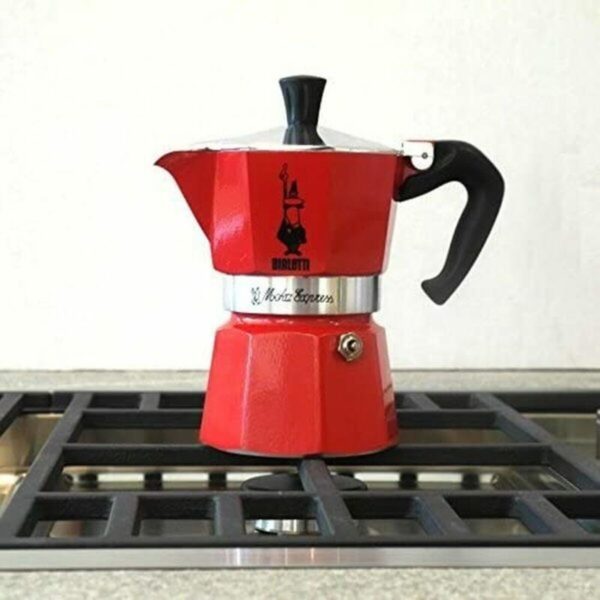 Italienische Kaffeemaschine Bialetti Moka Rot Aluminium 3 Kopper – Bild 3