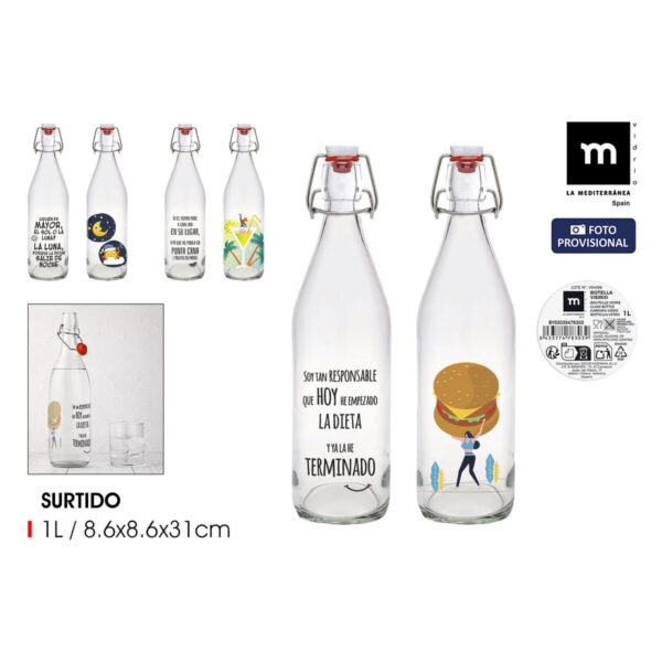 Glas-Flasche La Mediterránea Glas 1 L (12 Stück) – Bild 2