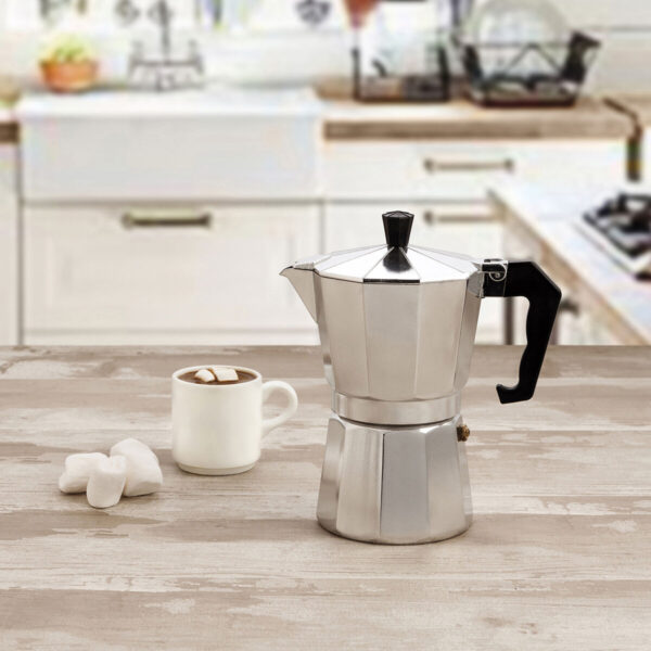 Italienische Kaffeemaschine Quid Cesena Stahl Aluminium Bakelit 6 Tassen (6 Stück) – Bild 3