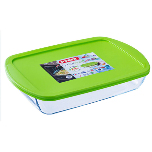 Rechteckige Lunchbox mit Deckel Pyrex Cook & store Durchsichtig Silikon Glas (4,5 L) (4 Stück) – Bild 2