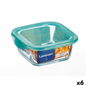 Viereckige Lunchbox mit Deckel Luminarc Keep’n Lagon 15,6 x 6,6 cm türkis 1,22 L Glas (6 Stück)