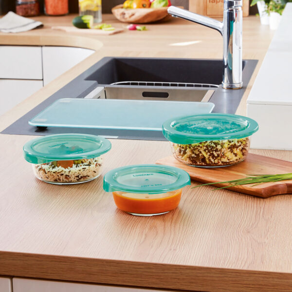 Runde Lunchbox mit Deckel Luminarc Keep'n Lagon 13,5 x 6 cm türkis 680 ml Glas (6 Stück) – Bild 3
