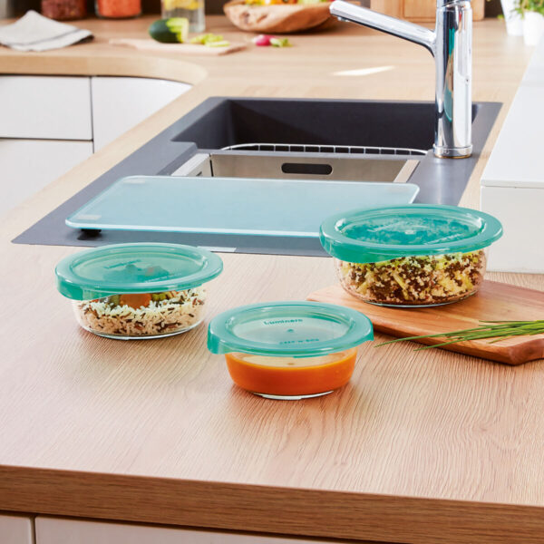Runde Lunchbox mit Deckel Luminarc Keep'n Lagon 920 ml 15,6 x 6,6 cm türkis Glas (6 Stück) – Bild 3