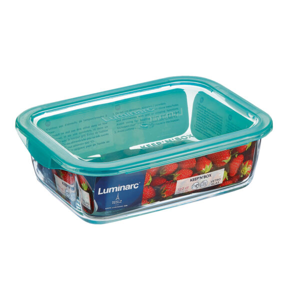 Rechteckige Lunchbox mit Deckel Luminarc Keep'n Lagon 12 x 8,5 x 5,4 cm türkis 380 ml Glas (6 Stück) – Bild 2